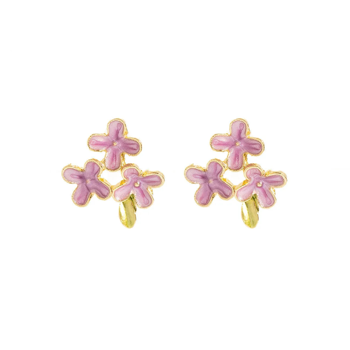 Silver needle flower stud earrings in zinc alloy with electroplated finish, sweet style, colour E39741