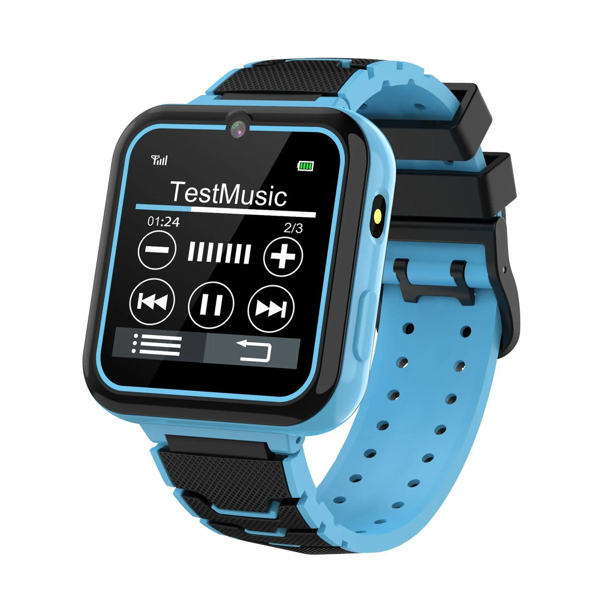 Children's smart bracelet watch with 1.54 inch touch screen, silicone strap and 480 mAh battery, in pink, blue or black
