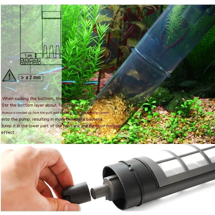 Ehan plastic electric sand washer for aquarium bottom cleaning, transparent black, 65cm long
