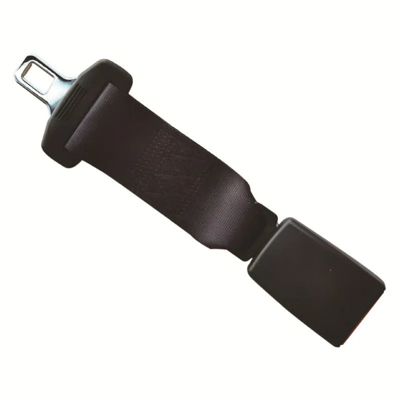 Car seat belt extender for GM vehicles in black, beige or grey, 23cm or 36cm length, with ABS and polyester construction.