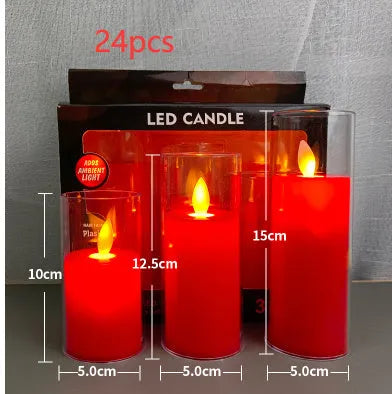 LED simulation candle lamp in cup shape, ivory white, 5.5cm height, 3-pack