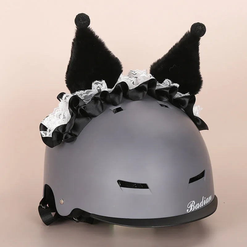 Soft plush cartoon character cover stretched over a pair of black on-ear headphones.