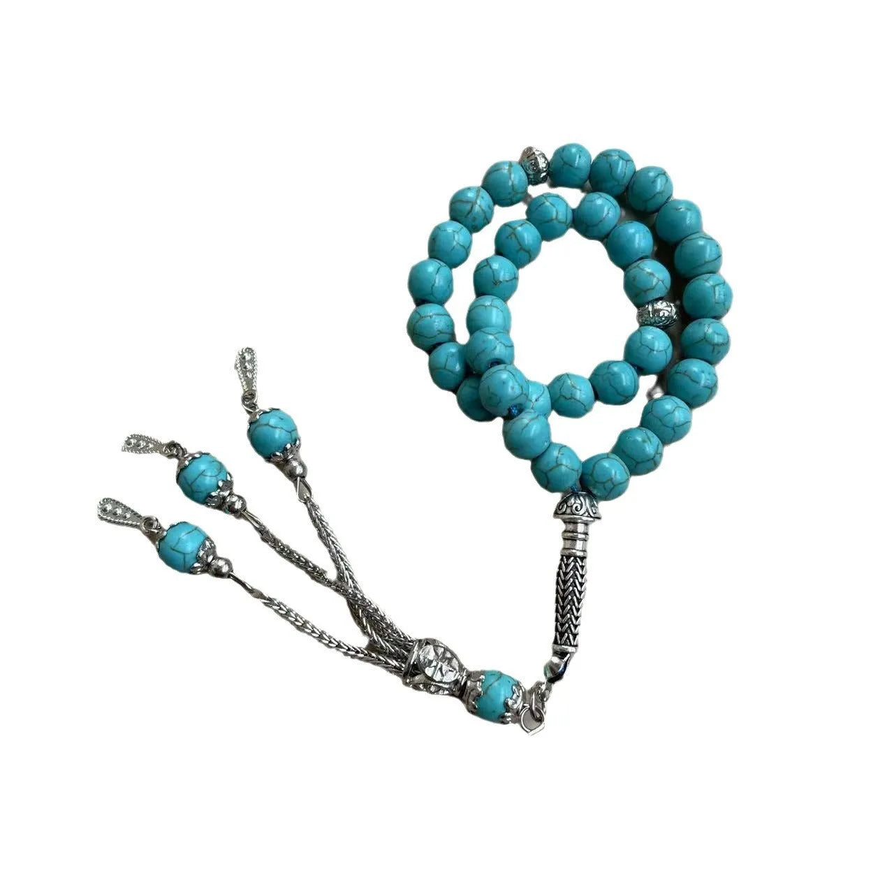 Sky blue stone Muslim prayer bracelet with 8mm beads for daily worship counting.