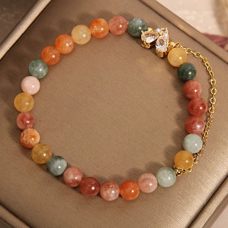 Crystal bracelet with Fu Lu Shou V-shaped zircon charm in cartoon style for women