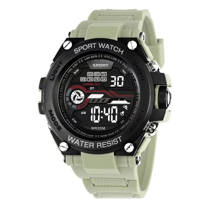 Fashion electronic watch for teenagers displayed in one of ten available colour options.