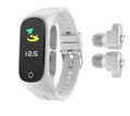 Bluetooth headset smartwatch with sport bracelet, touchscreen, and two wireless earbuds in Black