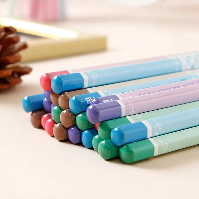 Basswood six-angle thermal transfer pencil with natural wood finish and HB marking