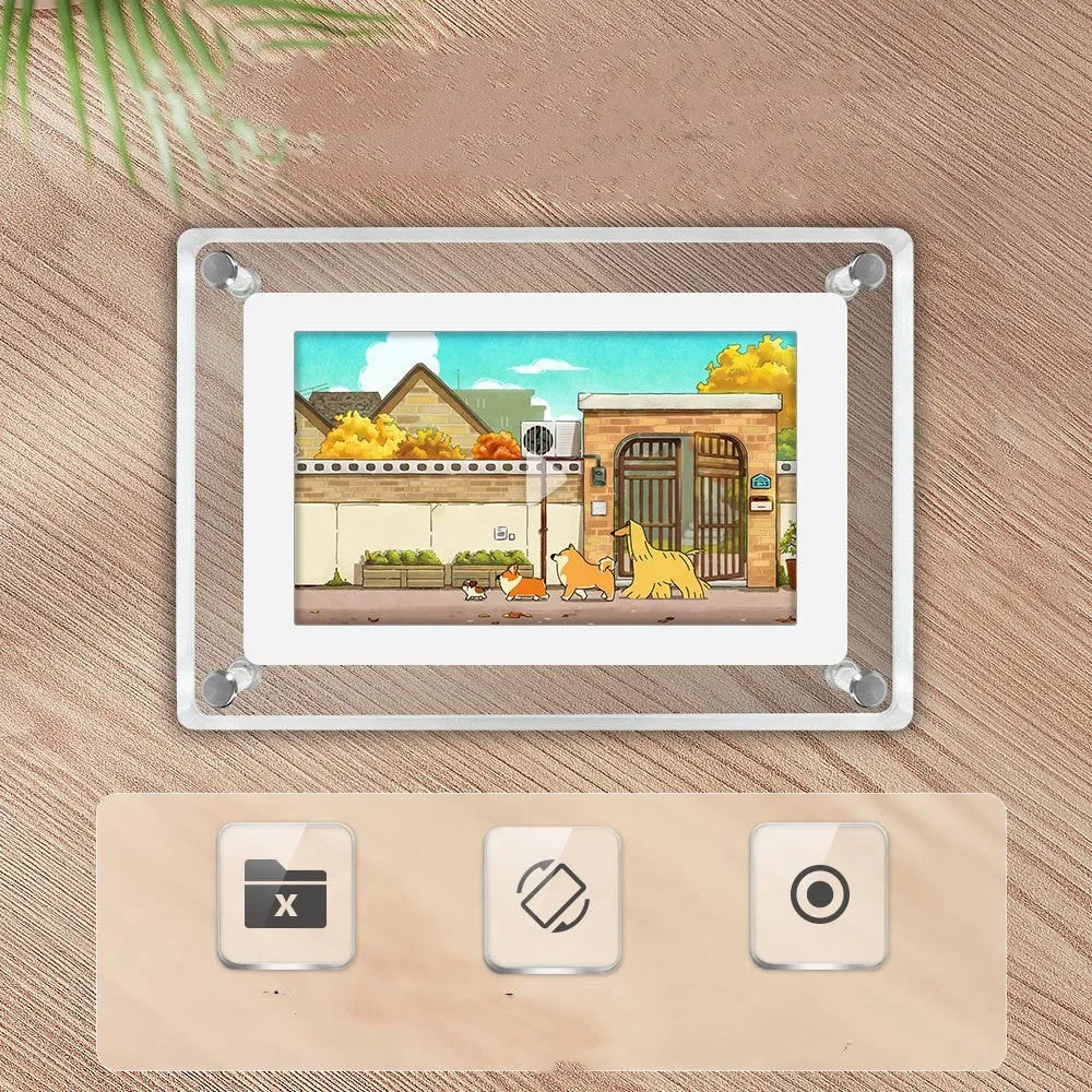 5-inch transparent acrylic digital photo frame with full angle IPS screen and rear bracket