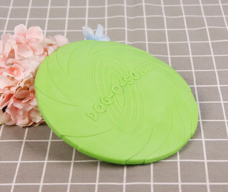 Dog anti-bite training frisbee and interactive bite ring in orange and green plastic sizes medium large trumpet