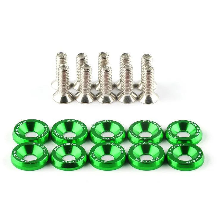 Car modification gasket screw and washer kit in eight colour options including black, red, blue, and gold yellow