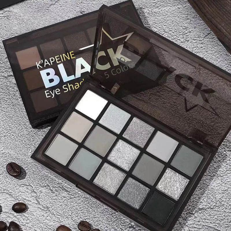 15-colour night elf eye shadow palette showing brown and blue shades for smoky makeup