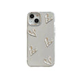 White electroplated mirror phone case for iPhone 14 Pro Max with three-dimensional love pattern and soft TPU construction