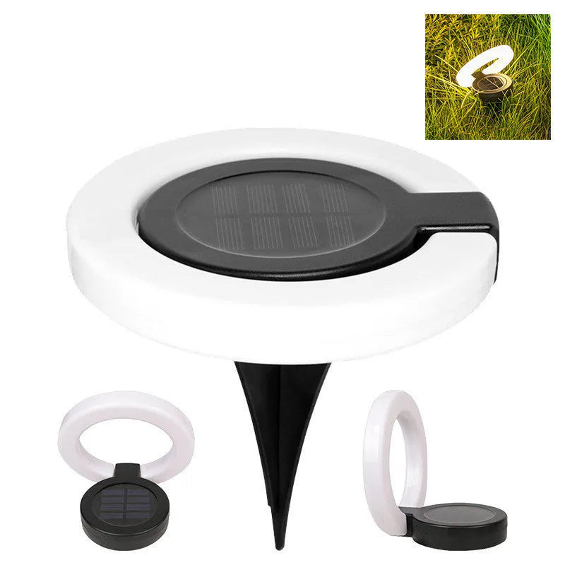 Long silver solar underground light with folding aperture for garden pathway illumination