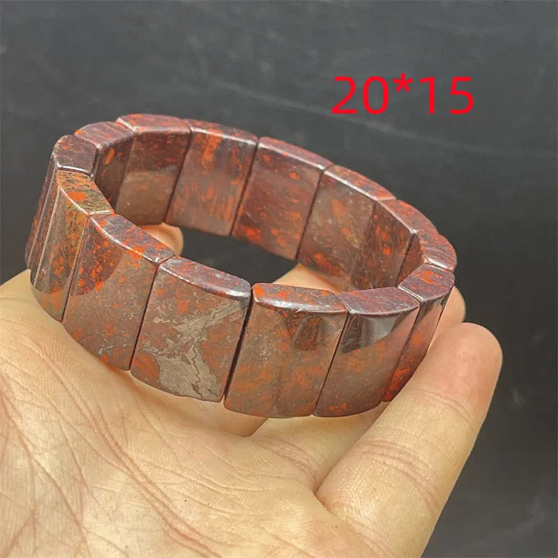 Bloodstone meteorite bracelet in quartz rock jade with modern simplicity design.