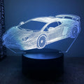 Car-shaped USB bedside lamp with remote control showing 16 colour lighting options