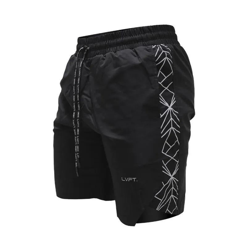 Men's polyester training running pants in black, straight tube style, athletic fit