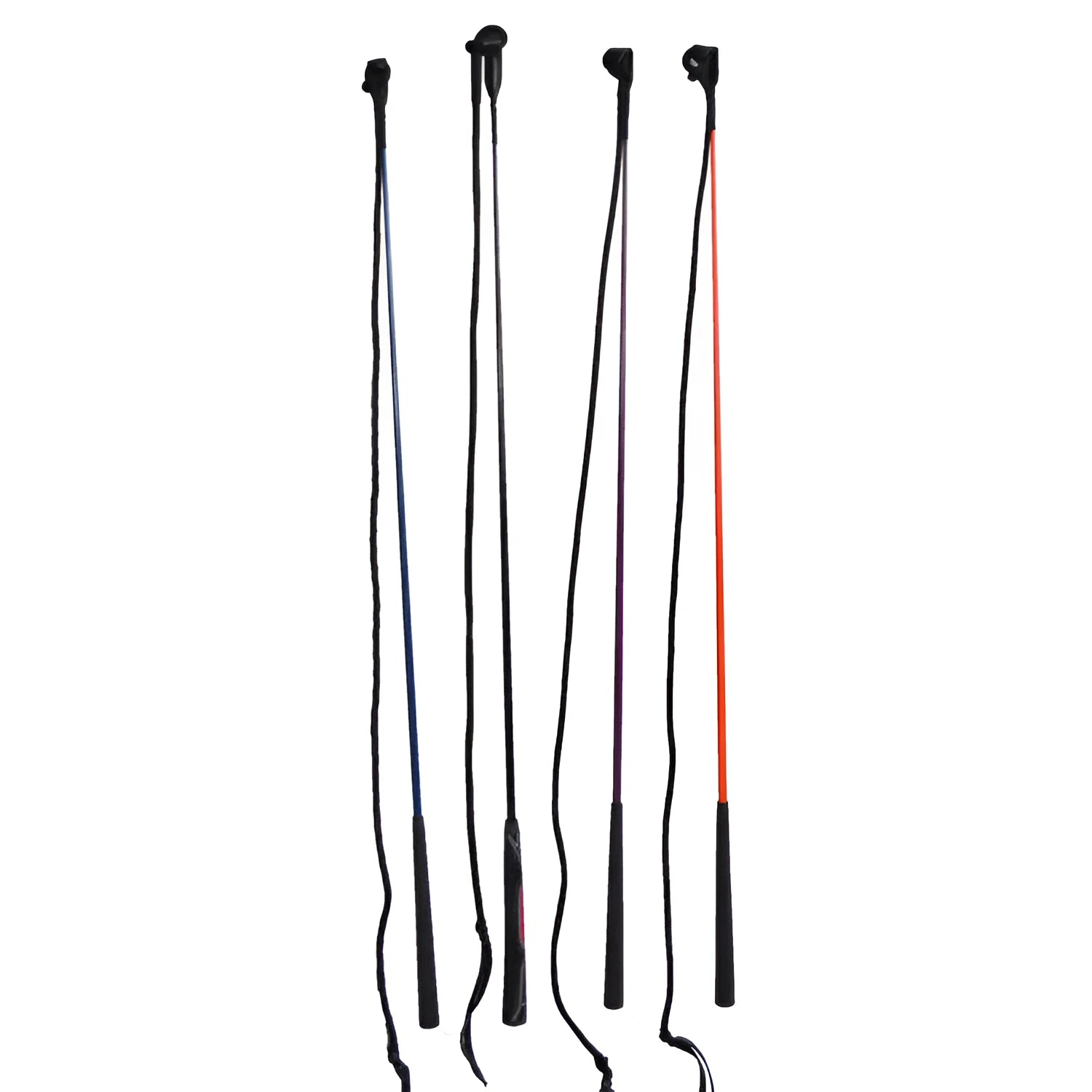 Advanced nylon and fibre glass training whip for horse riding, approximately 100-110cm long.