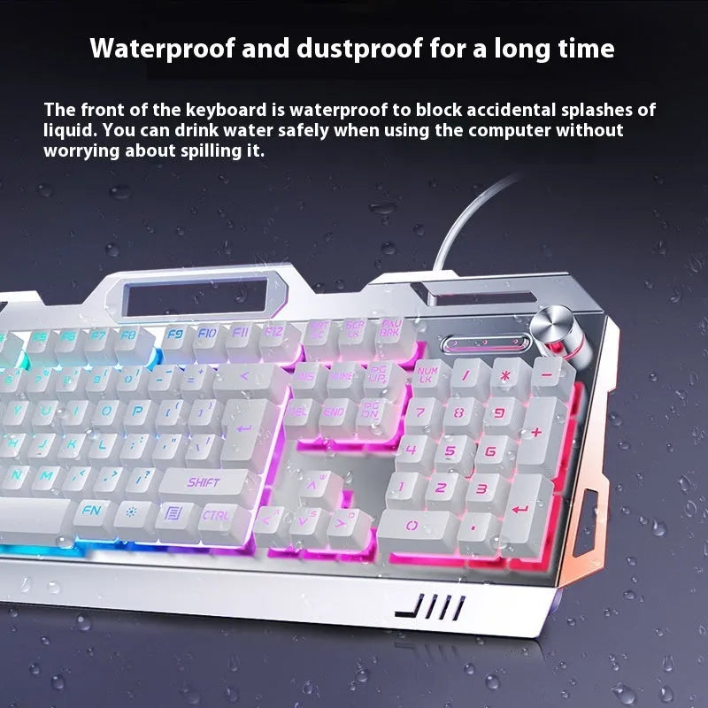 Silver Eagle V2G5 mechanical feeling keyboard mouse headset three-piece set with metal panel knob and backlight