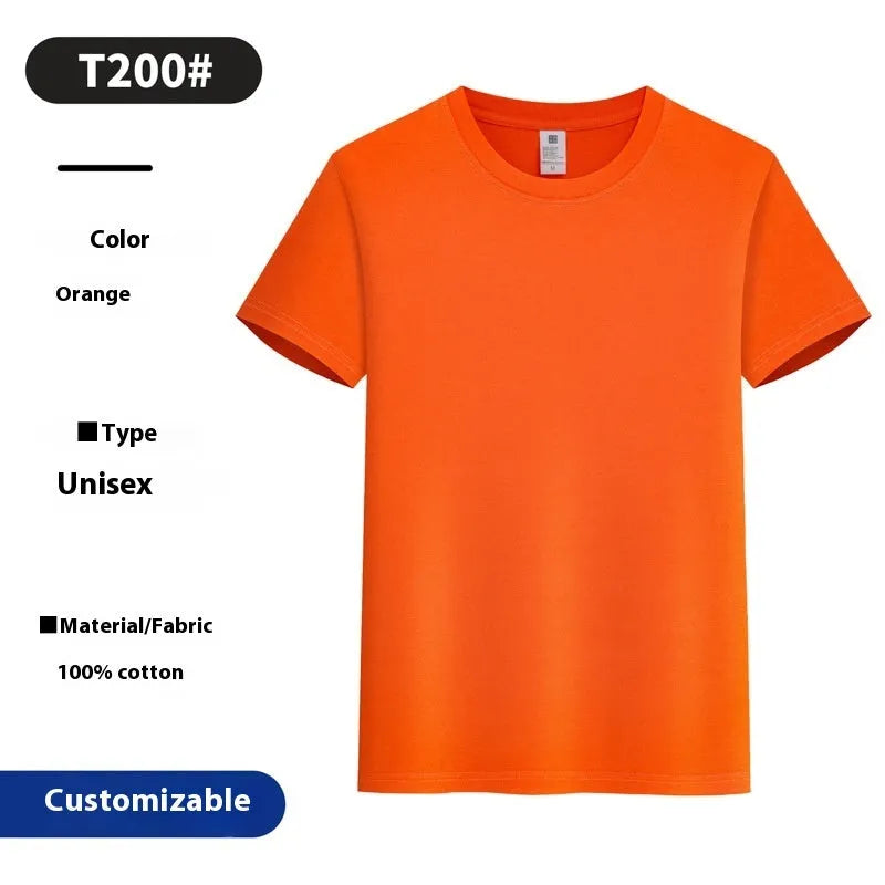 Round neck pure cotton summer T-shirt in solid colour loose pullover style for youth