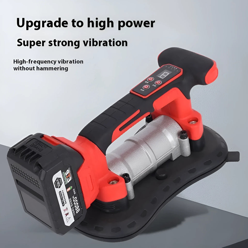 Cordless battery-powered automatic tile laying machine with batteries and charger for floors and walls.