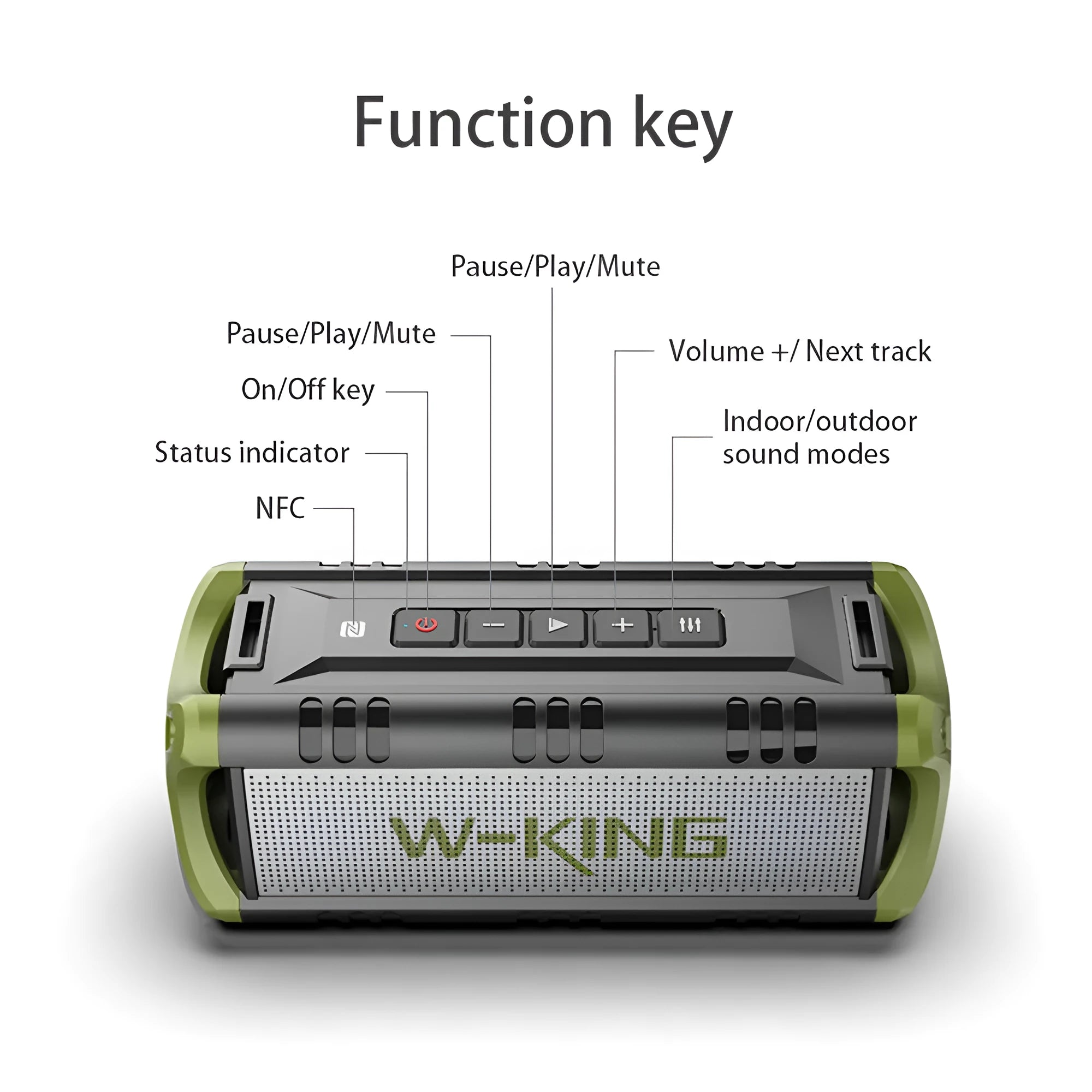 Black compact wireless Bluetooth speaker with NFC and USB/TF card support for portable use