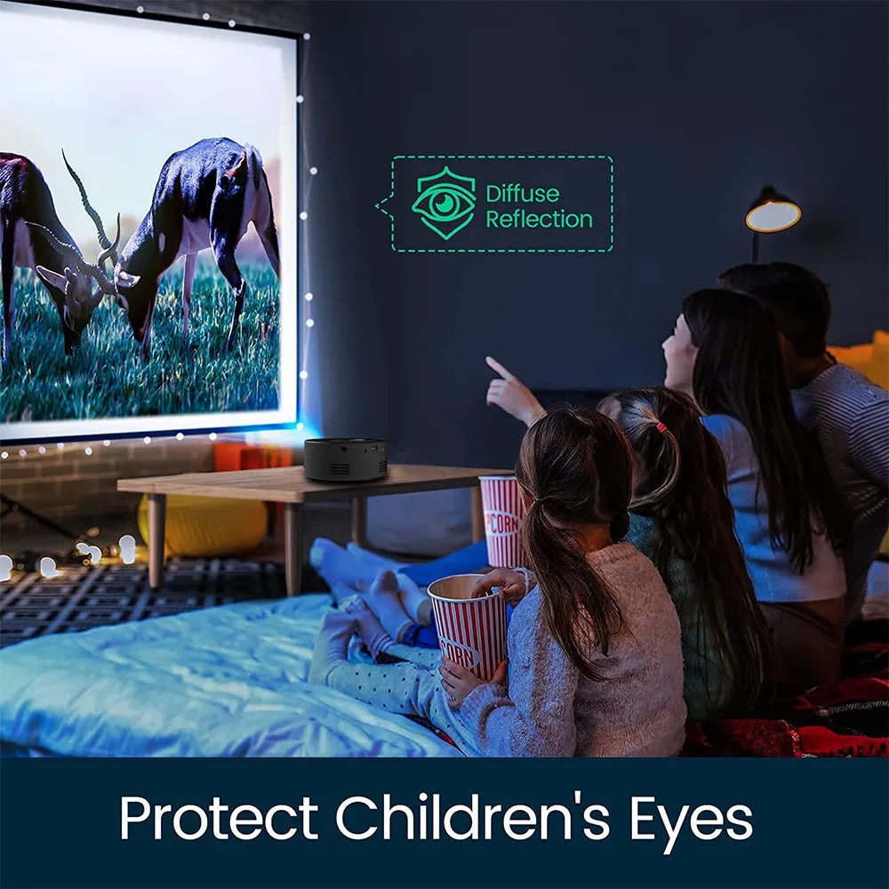 Black portable mini phone projector for children with compact 110mm design