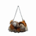 Soft plush underarm shoulder chain bag 28x8x40cm in white leopard print