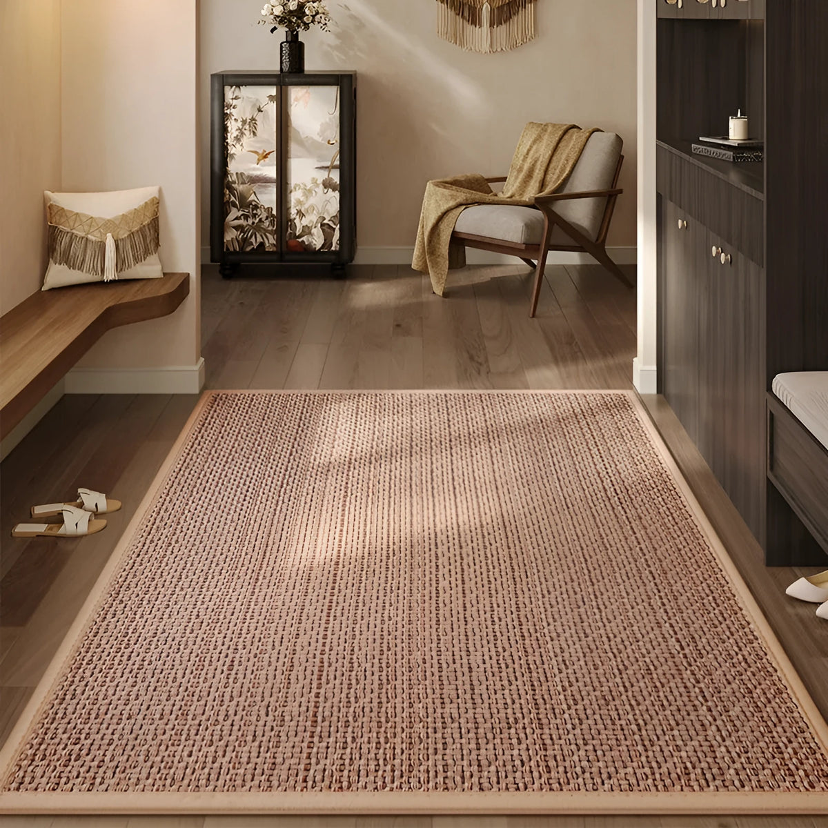 60 x 90 cm linen door mat in solid colour, available in grey, black or brown