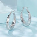 Copper geometric ring ear clip earrings with silver needle detail in three size options