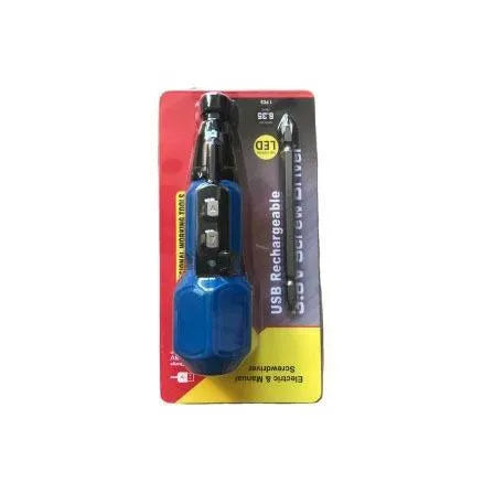 Alloy steel straight handle electric screwdriver in black or blue colour.