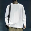 Men's round neck thickened pure cotton solid colour long sleeve bottoming shirt loose fit daily undershirt