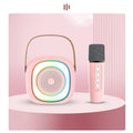 Wireless karaoke microphone with Bluetooth speaker in wheat mesh design, available in six colour variations