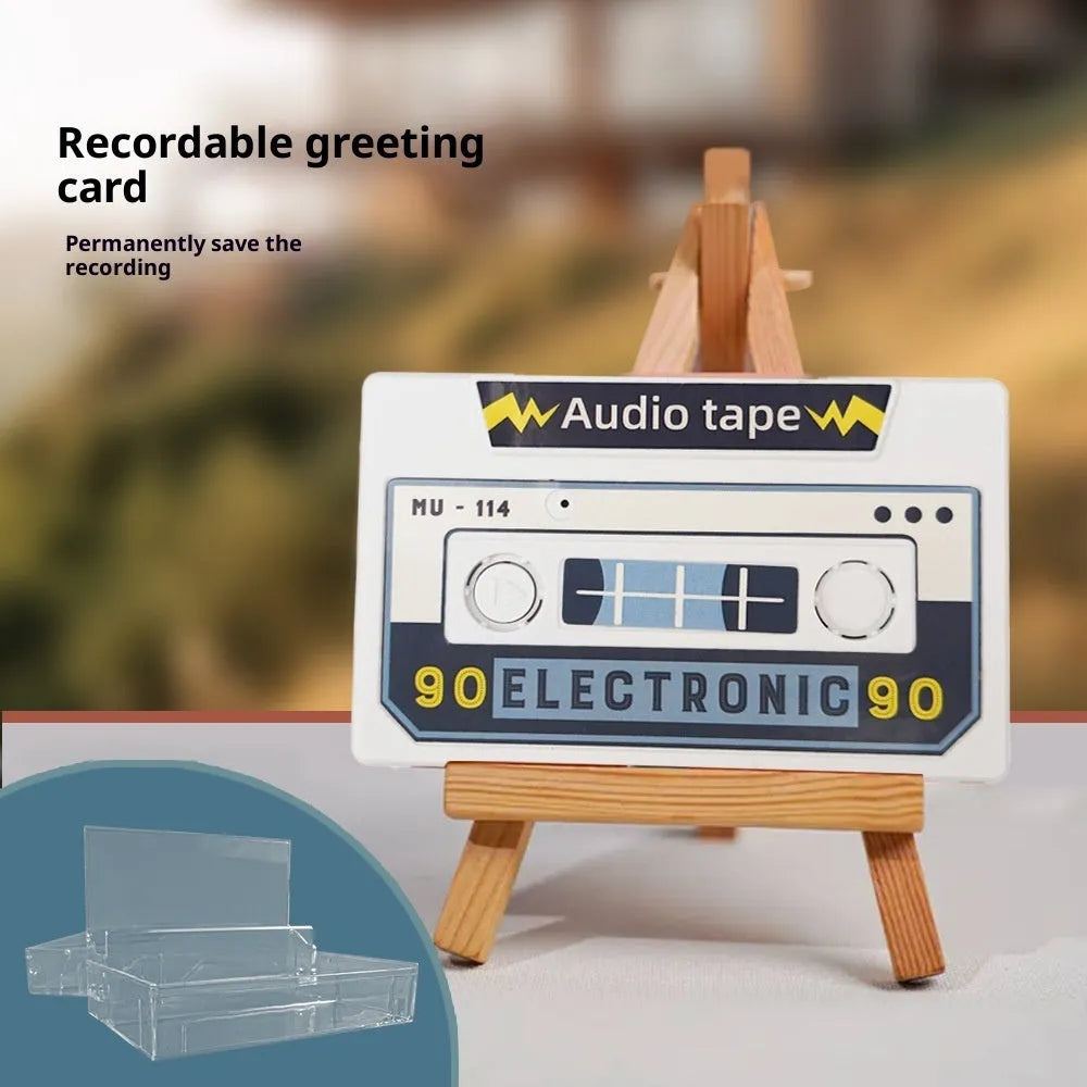 Sound recording greeting card with voice message, coated paper, 10x6x1.5 cm, for birthday or Valentine's Day
