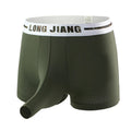 Men's Ice Silk thin trunk open boxer shorts in a selection of colours including army green, black, and white.