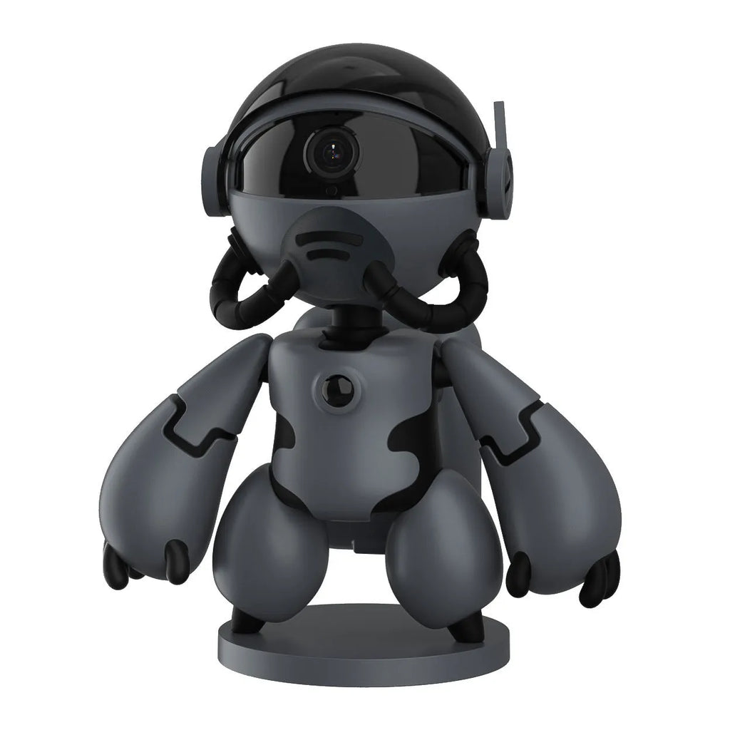 Space Robot security camera in white or black with detachable base for household monitoring