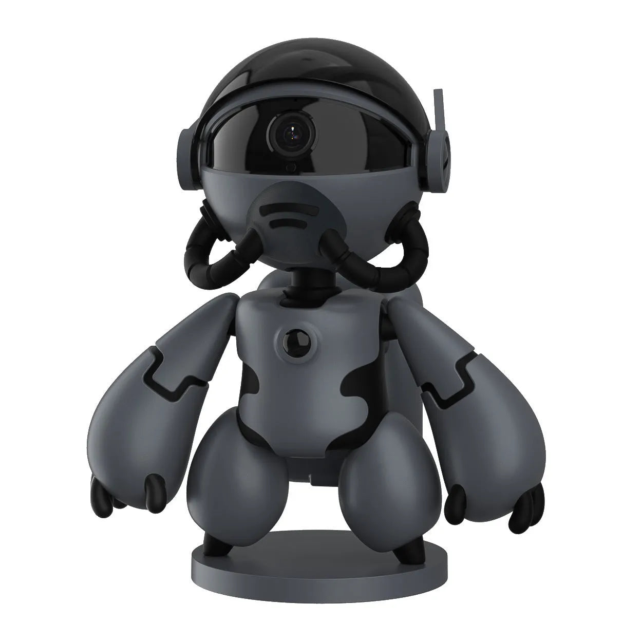 Space Robot security camera in white or black with detachable base for household monitoring