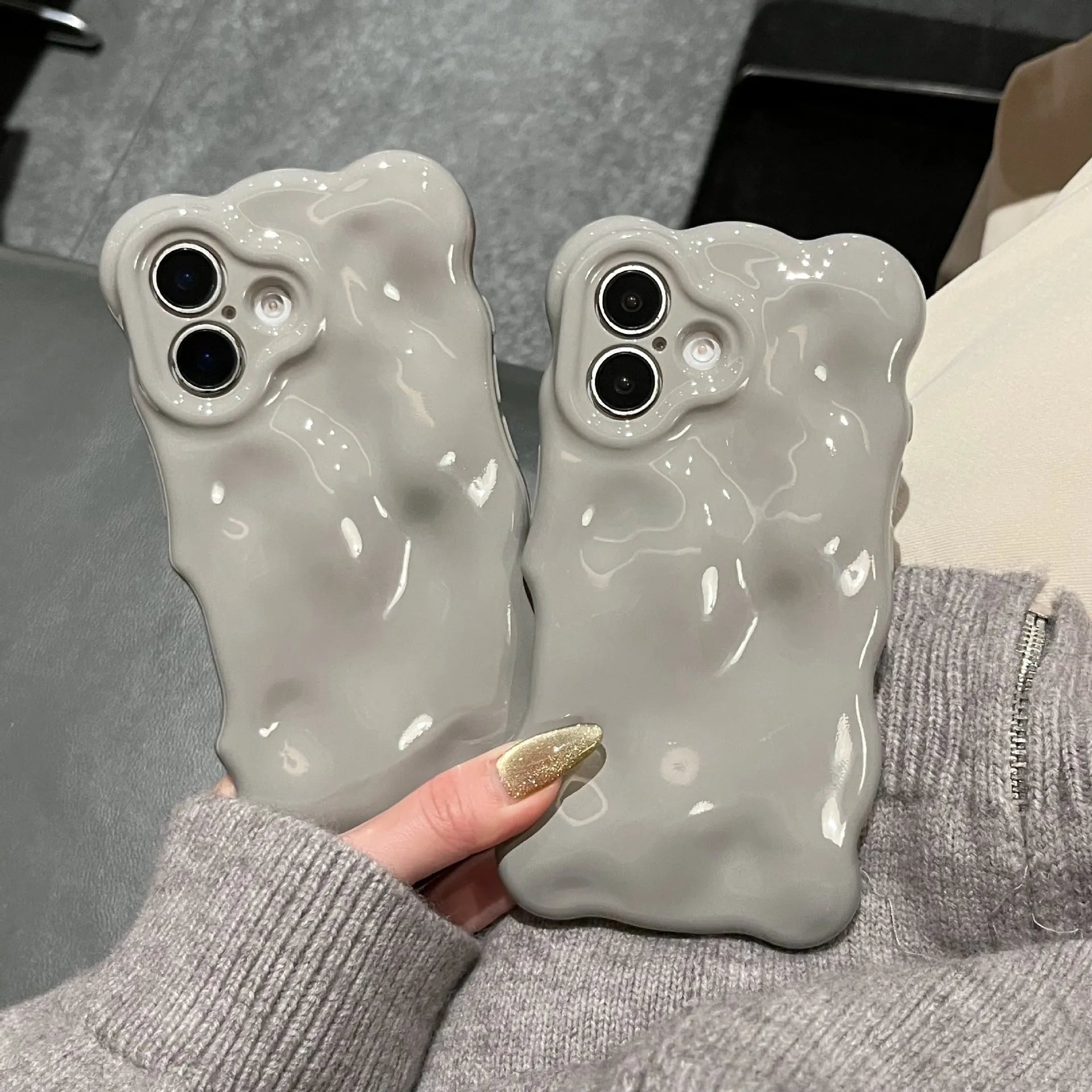 Cold style gray bubble shell TPU phone case for iPhone with anti-fall feature