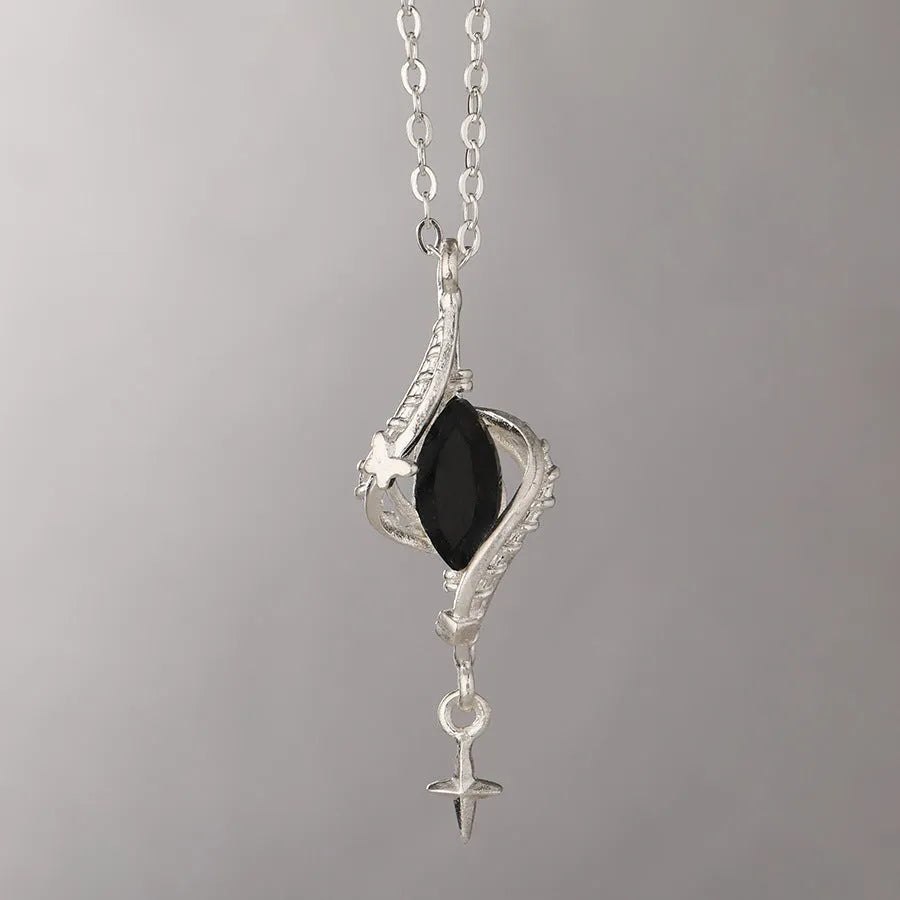 Alloy cross chain necklace with hollow out pendant in Mori style winding colour option