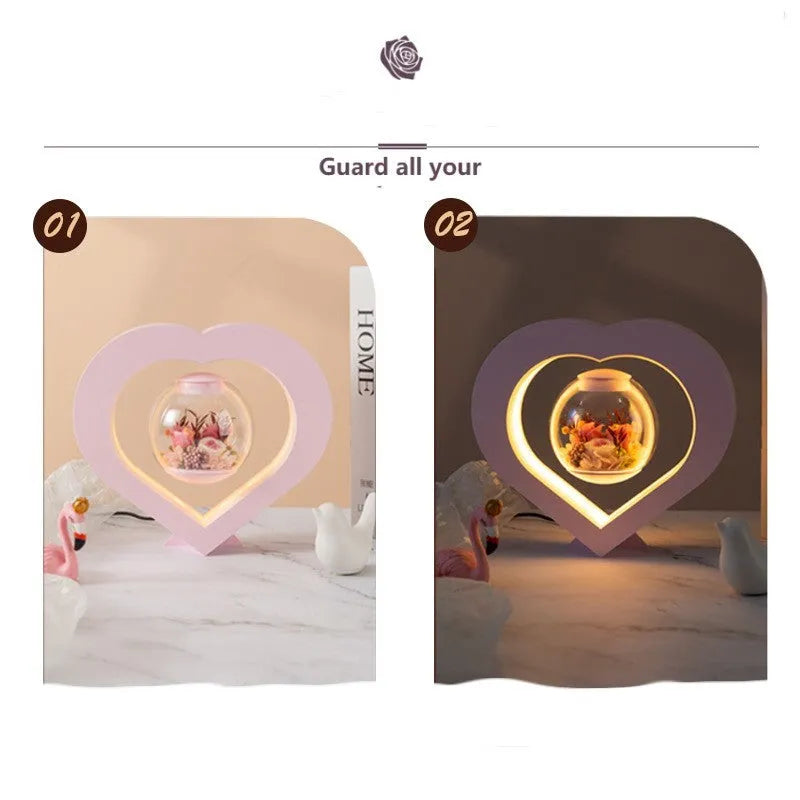 Pink preserved rose ornament with Bluetooth audio base in gift box for birthday and Valentine's Day presents
