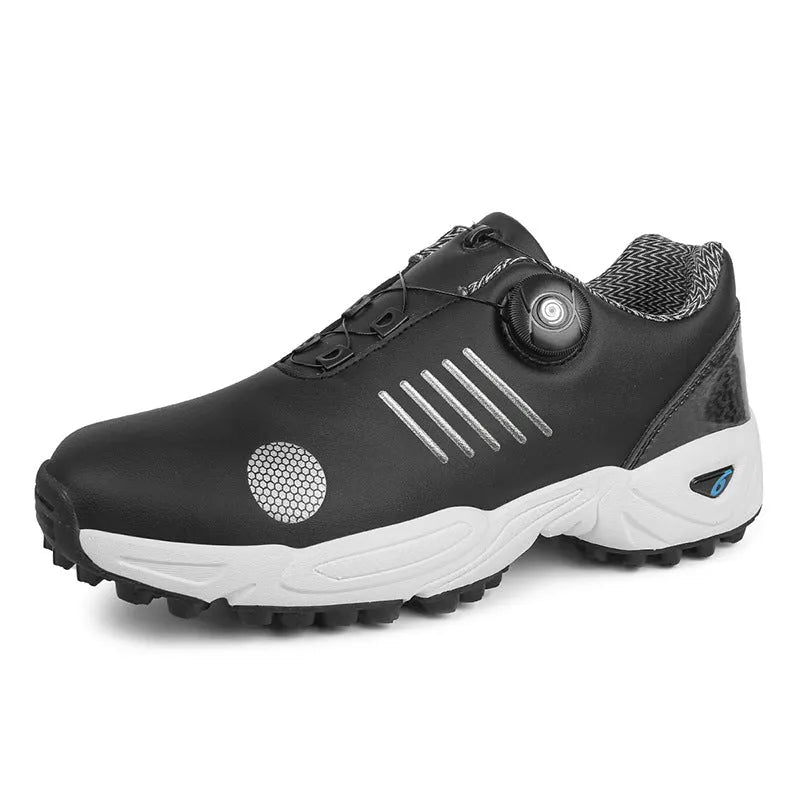Men's low top rotating shoelace trainers in white, grey or black with mesh inner and rubber sole, sizes 40-46