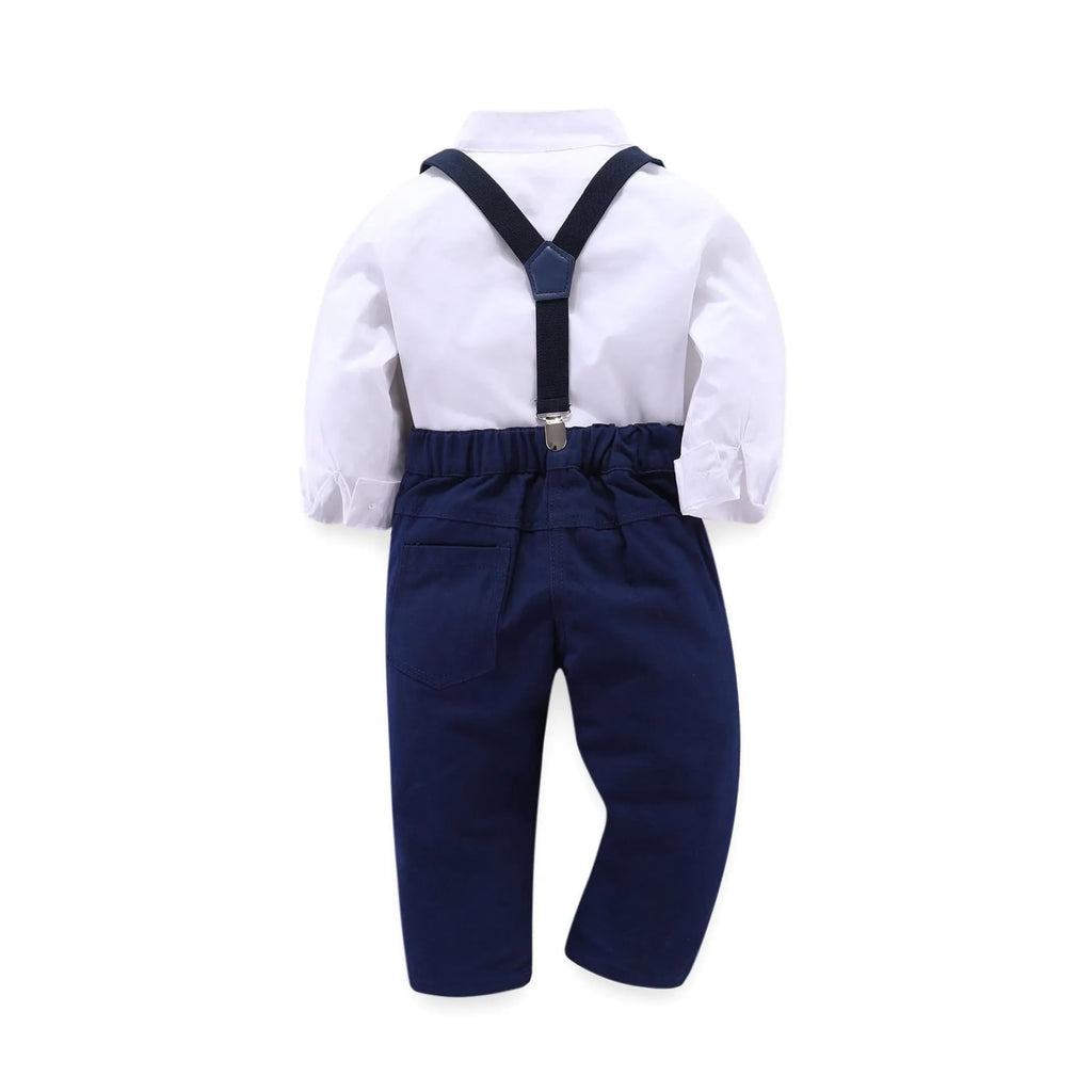 Blue plain European American style suit for a boy, suitable for heights 90cm to 130cm.