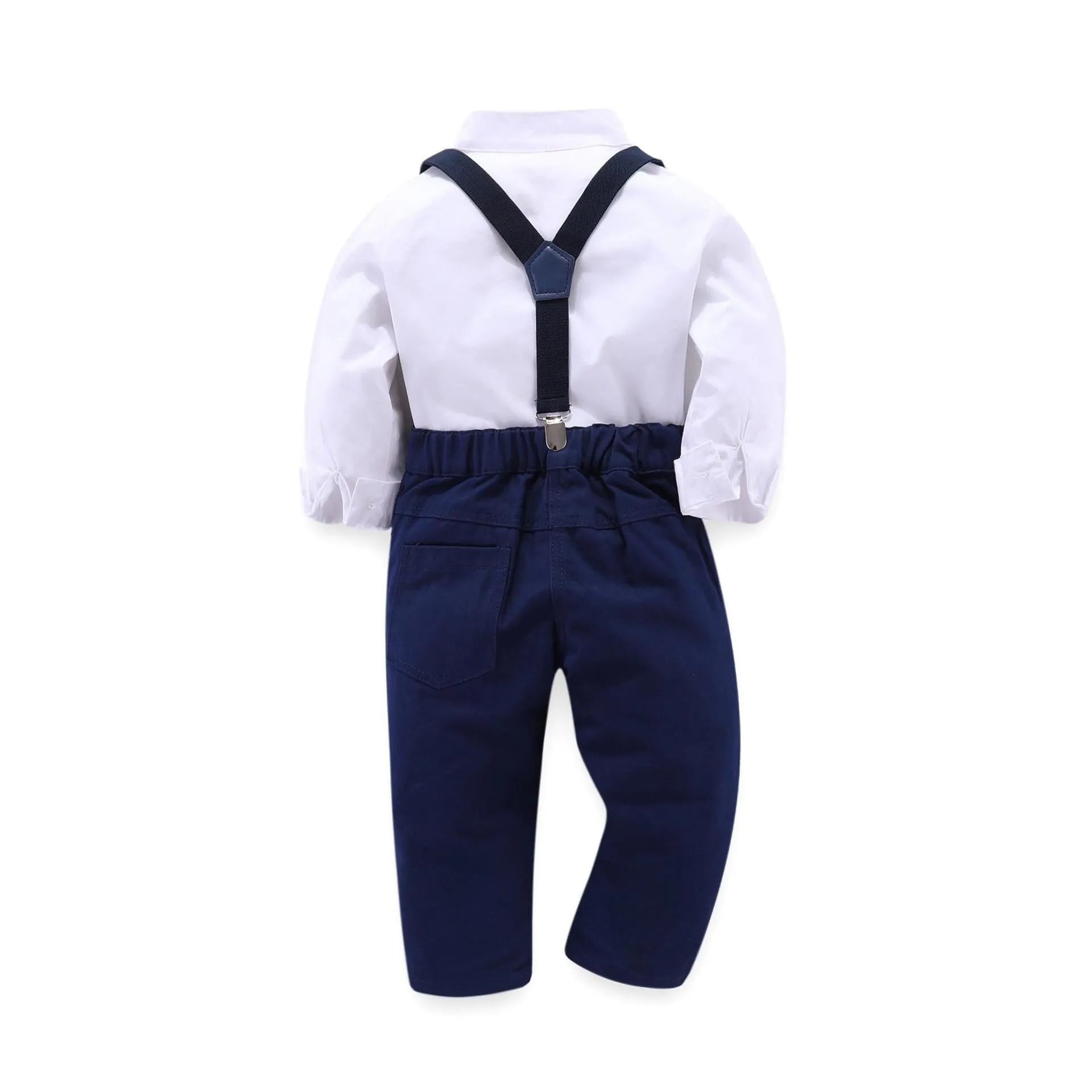 Blue plain European American style suit for a boy, suitable for heights 90cm to 130cm.