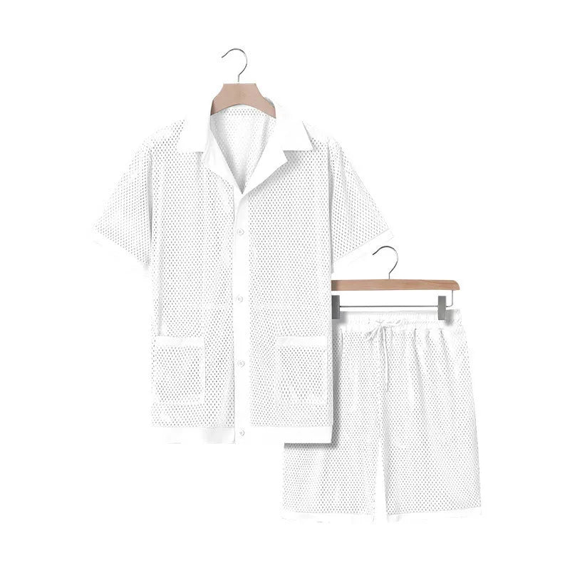 Women's lightweight beach outfit two-piece set with short sleeve cardigan and matching shorts