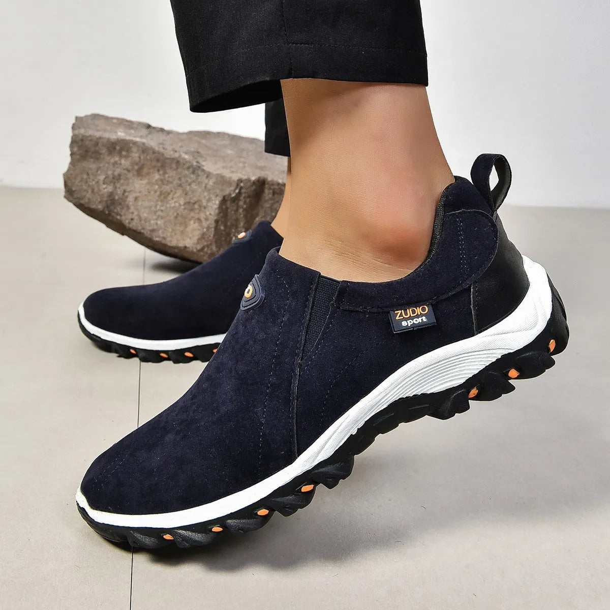 Men's round head thin overshoes in multiple colours with rubber sole and PU upper