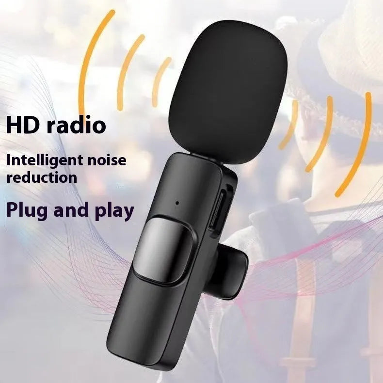 Wireless collar clip microphone for outdoor video recording with multiple interface connection options