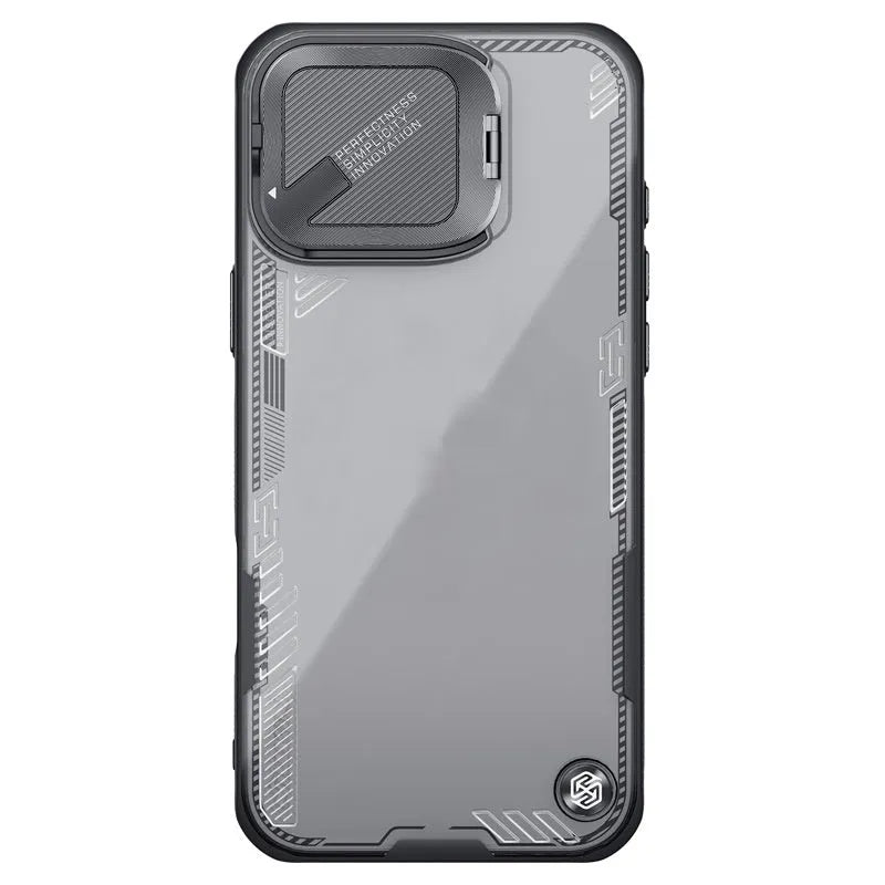 Ice empty phone case for iPhone 16 Pro Max in green PU TPU with lens cap bracket