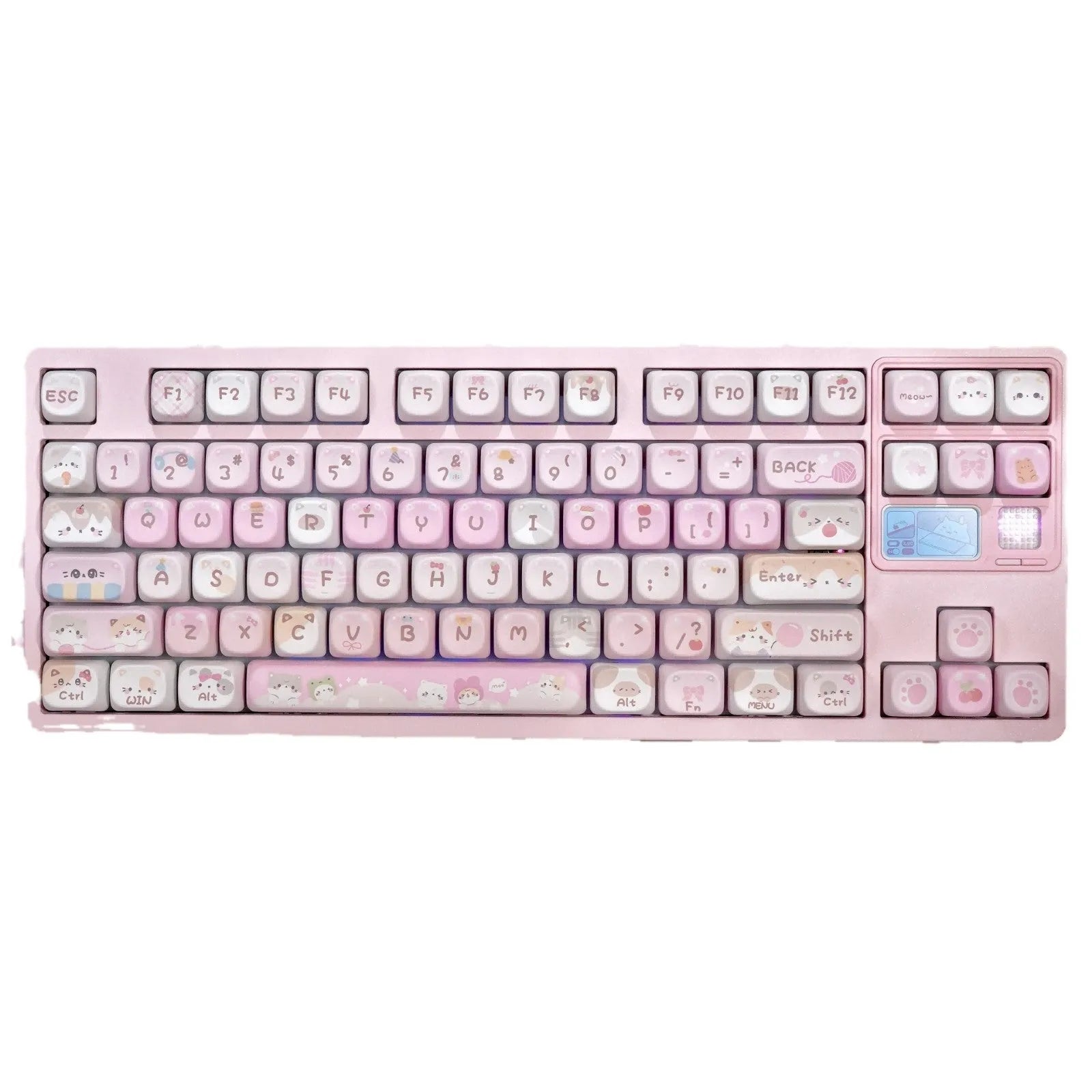 MOA height five-sided sublimation key caps with pink cartoon design for mechanical keyboards