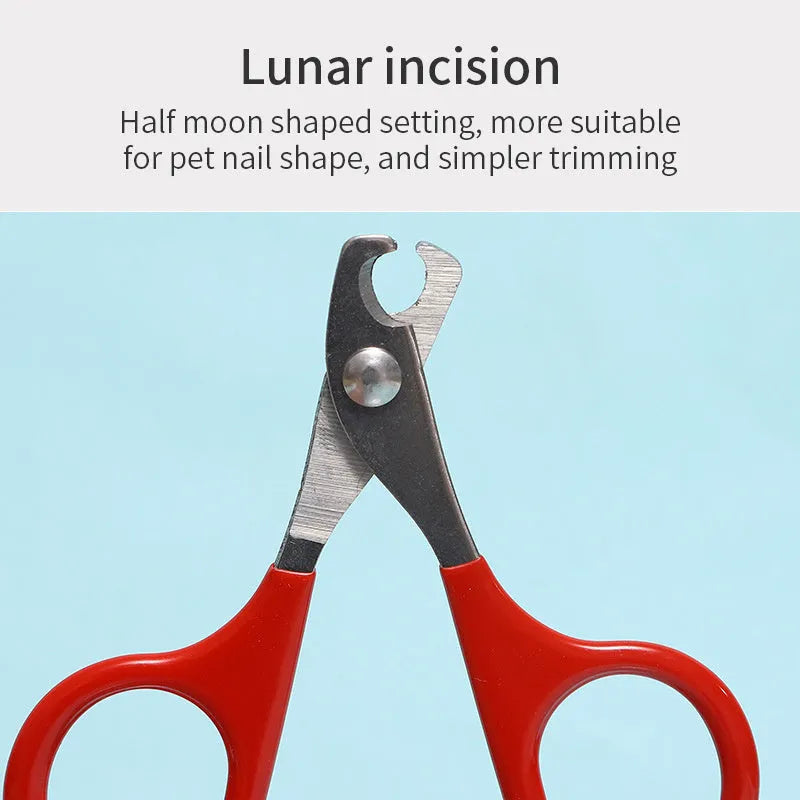 Pet nail clippers with stainless steel blades and coloured non-slip handles