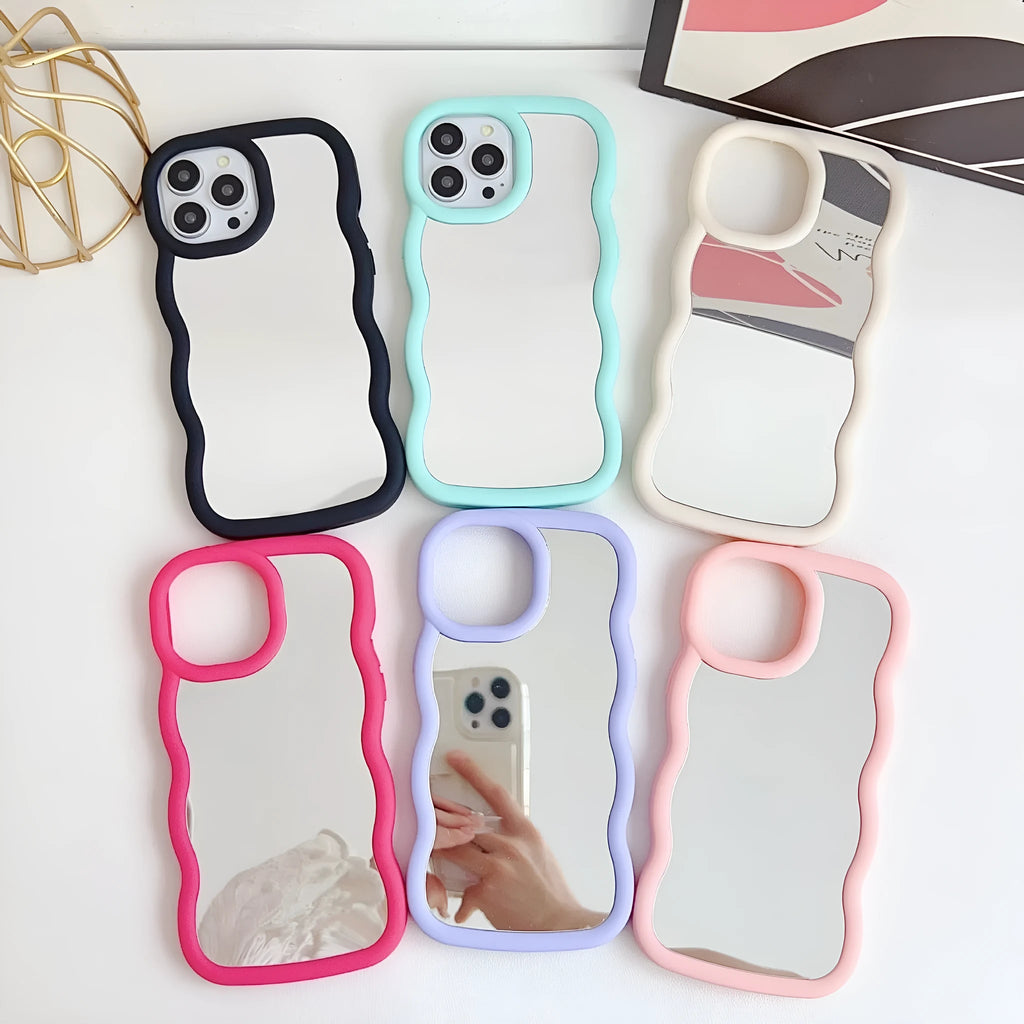 Silicone phone case with niche cloud wave pattern in mirror stereo finish for iPhone