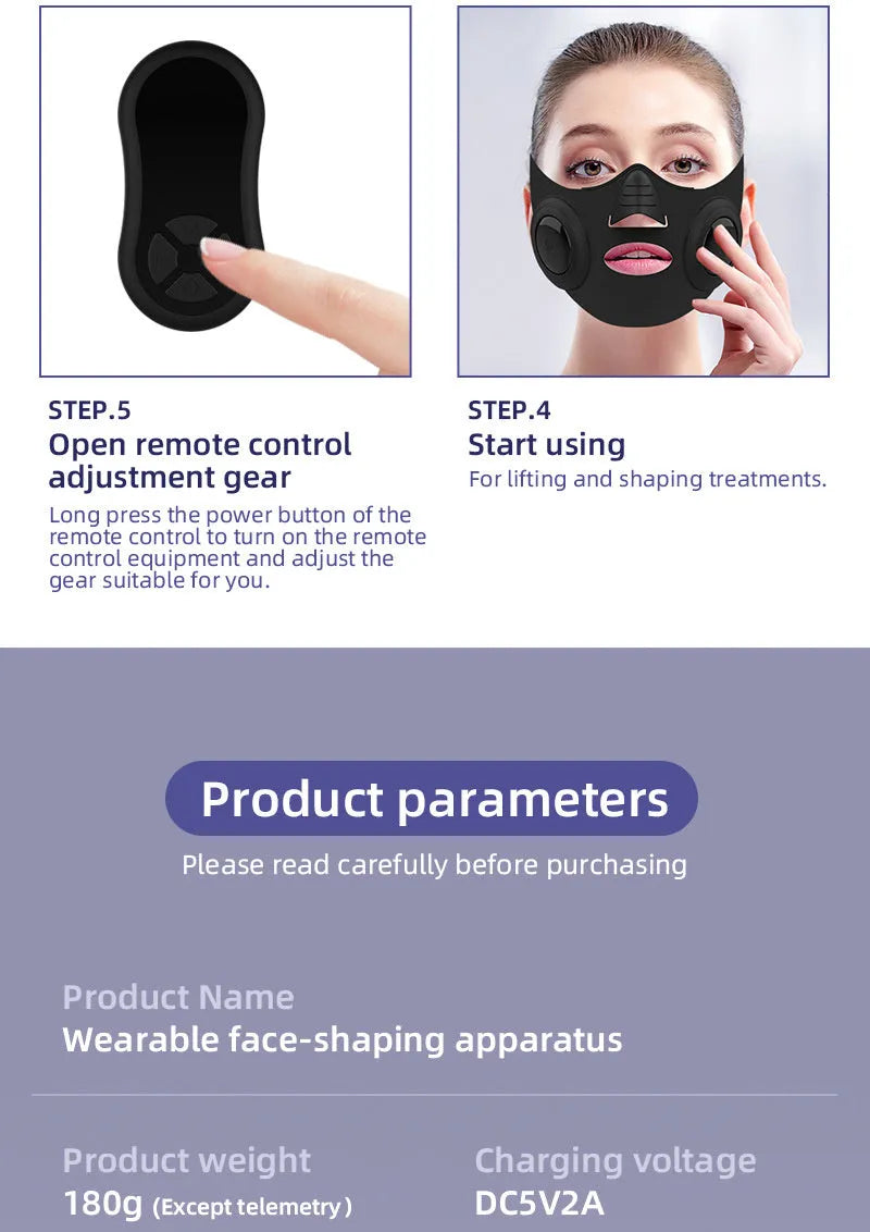 Black photon facial beauty device with USB charging port for home skincare treatments